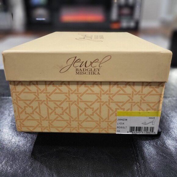 Rose Gold Badgley Mischka- Lydia Style Sparkly Bejeweled Strapped Heels- Size 10 - Picture 9 of 11